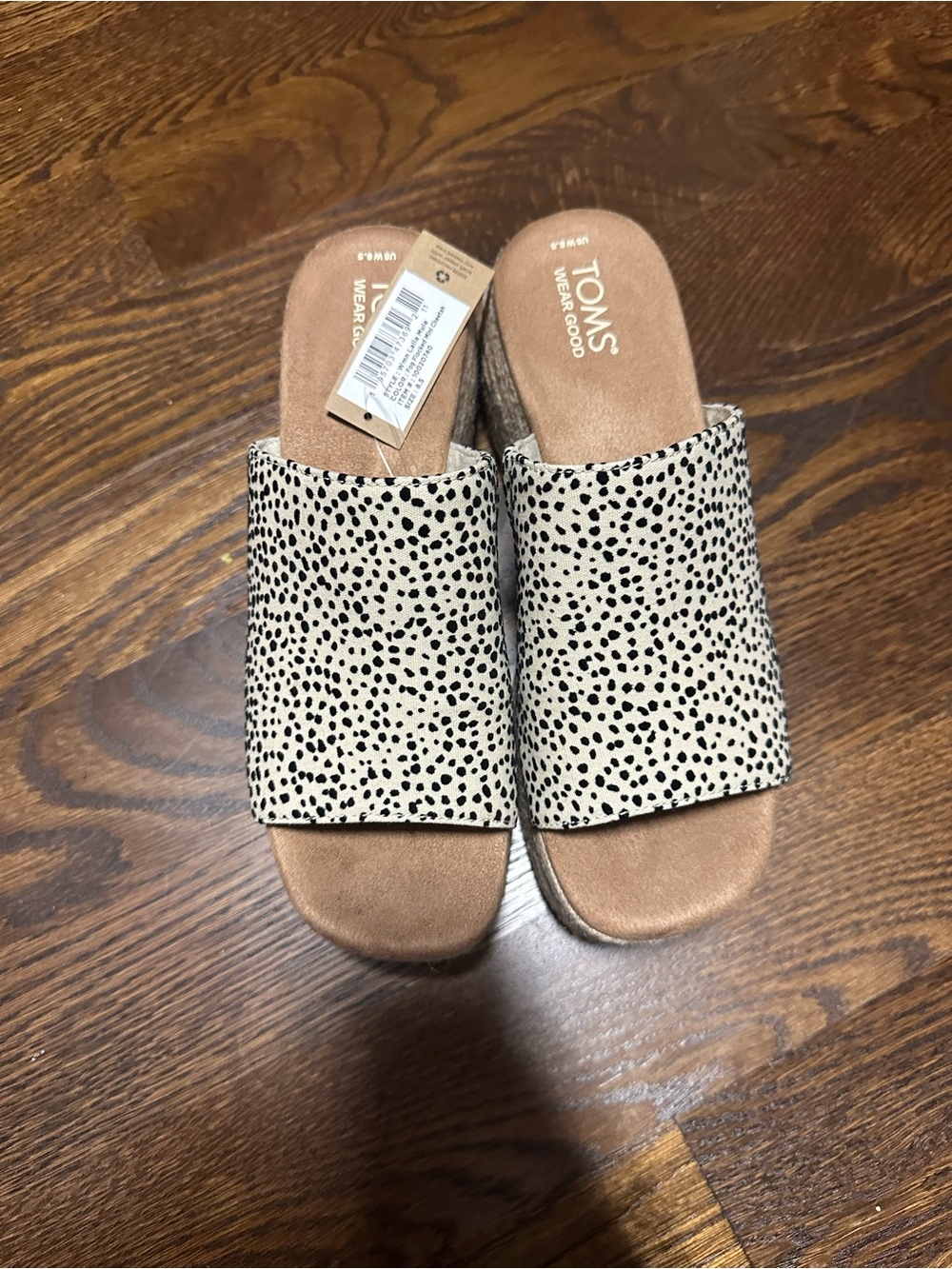 TOMS Cream & Black Dalmatian Print Slide Mule